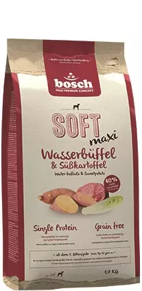 Беззерновой полувлажный корм Bosch Soft Maxi для взрослых собак крупных пород с буйволом и бататом