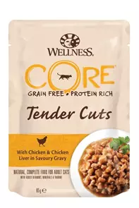 Беззерновые паучи Wellness Core для кошек нарезка из курицы с куриной печенью в соусе Core Tender Cuts Chicken/Chicken Liver 10661