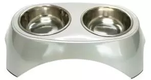 Миска на меламиновой подставке SuperDesign двойная Металлик 2х160 мл