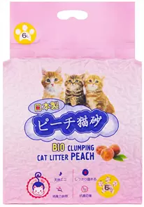 Биоразлагаемый соевый комкующийся наполнитель тофу HAKASE AREKKUSU Bio Clumping Cat Litter Peach с ароматом персика